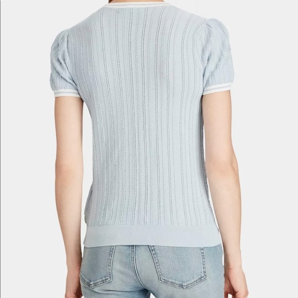 RALPH LAUREN Womens Blue Textured Short Sleeves S - Picture 3 of 7